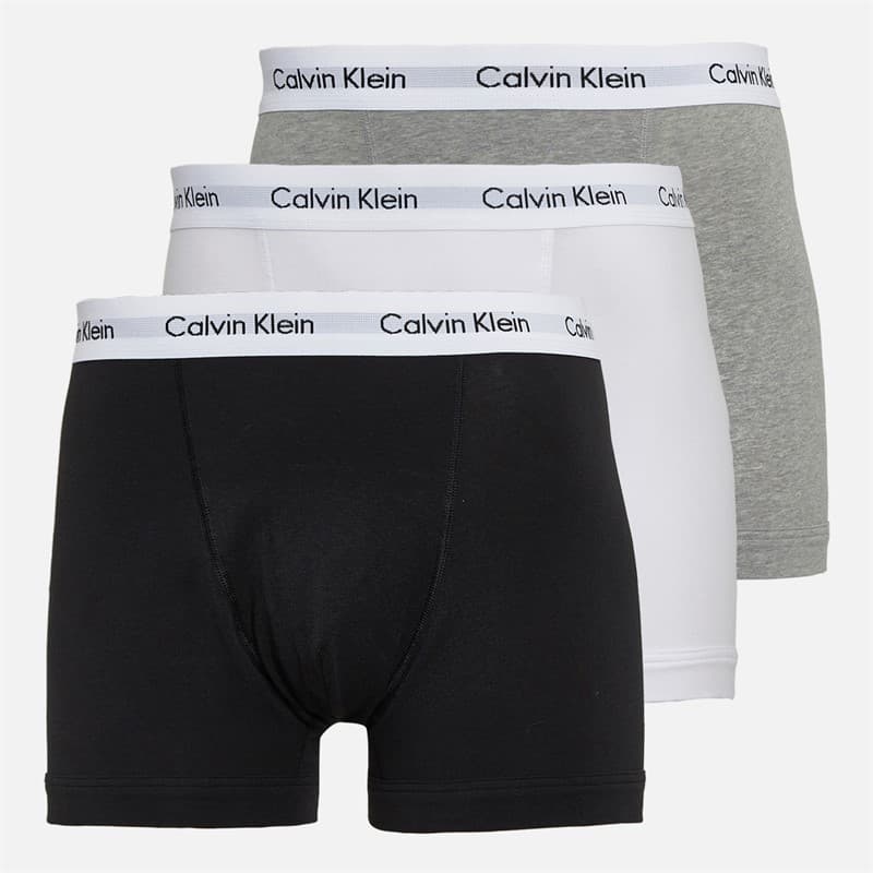 Calvin Klein Heren Katoen Stretch Drie Pak Boxer Trunks Zwart/Grey Heather/Wit - Afbeelding 1