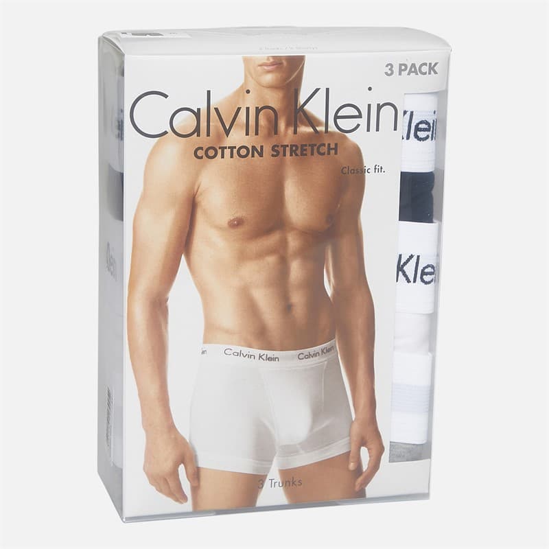 Calvin Klein Heren Katoen Stretch Drie Pak Boxer Trunks Zwart/Grey Heather/Wit - Afbeelding 2