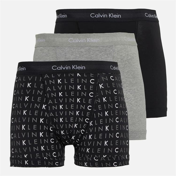 Calvin Klein Heren Katoen Stretch Drie Pak Boxer Trunks Zwart/Grey Heather/Subdued Logo