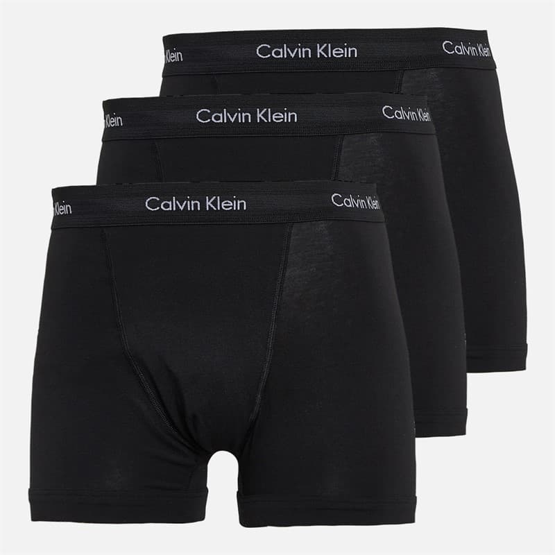Calvin Klein Heren Katoen Stretch Drie Pak Boxer Trunks Zwart/Zwart - Afbeelding 1