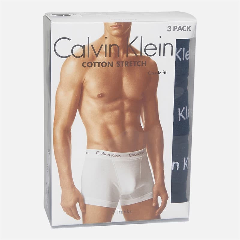 Calvin Klein Heren Katoen Stretch Drie Pak Boxer Trunks Zwart/Zwart - Afbeelding 2