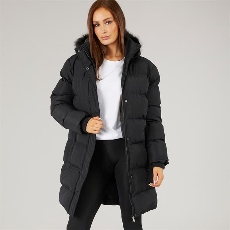 Closure London Lange Parka voor Dames met Kunstbont en Capuchon Zwart
