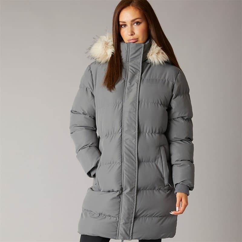 Closure London Dames Lange Imitatiebont Parka Met Capuchon Leisteen Grijs - Afbeelding 5