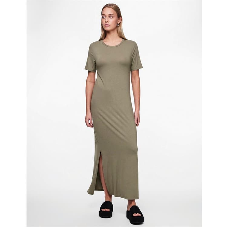 Pieces Dames Sofia Korte Mouw Maxi Jurk Diep Korstmos Groen
