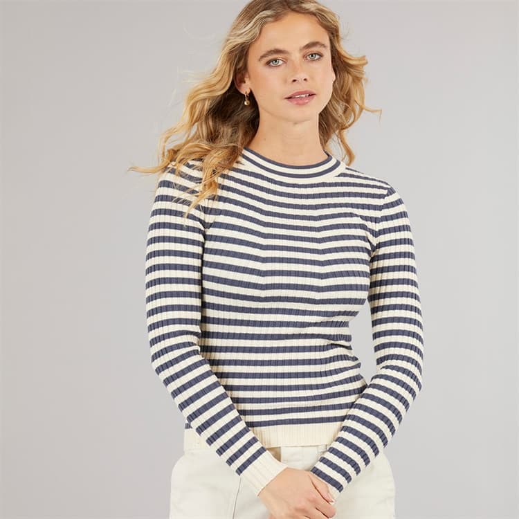 Pieces Dames Crista O hals gebreide trui Ombre Blue