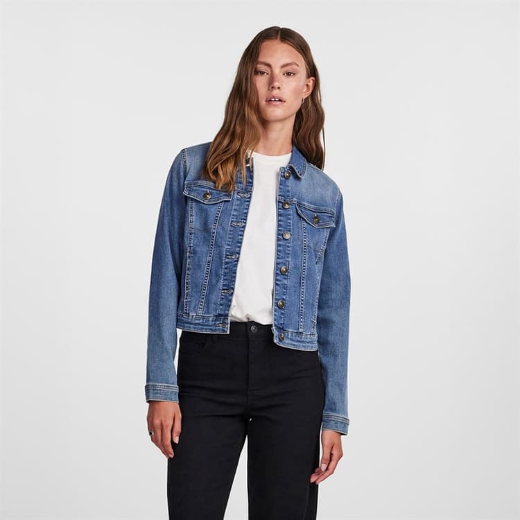 Pieces Dames Denim Jas Medium Blue Denim