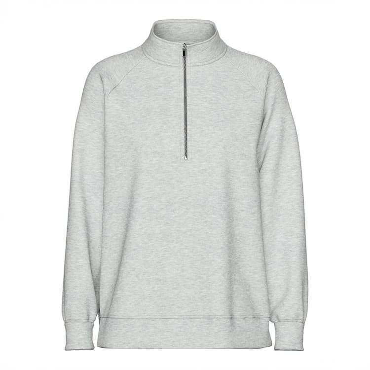 Pieces Dames Chilli Half Ritstop Trui Light Grey Melange