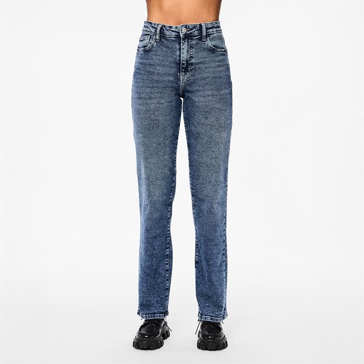 Pieces Dames Kelly Rechte Pijp Jeans Medium Blue Denim