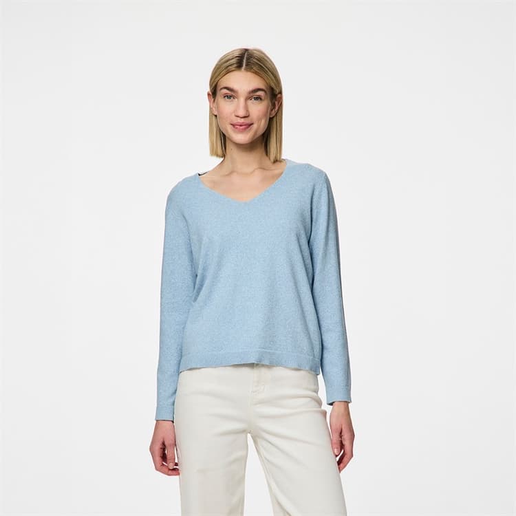 Pieces Dames Bree V-hals trui Cashmere Blue