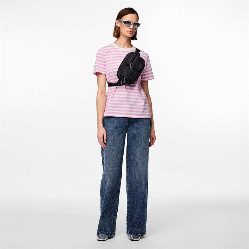 Pieces Dames Ria Gestreept T-shirt Pastel Lavender - Afbeelding 2