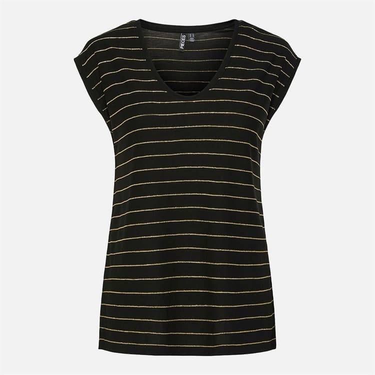 Pieces Dames Billo Lurex T-shirt Zwart