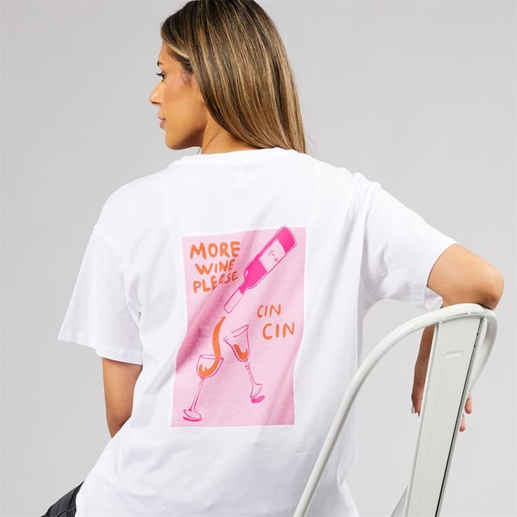 Pieces Dames oversized grafisch T-shirt wit Wine