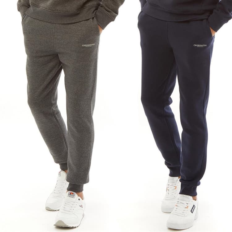 Crosshatch Twee Joggingbroeken Heren Navy/Antraciet Melange