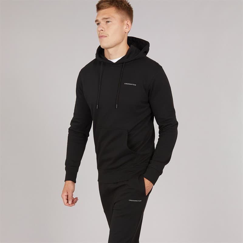 Crosshatch Heren Chelmere Hoodie en Joggingbroek Set Zwart - Afbeelding 3
