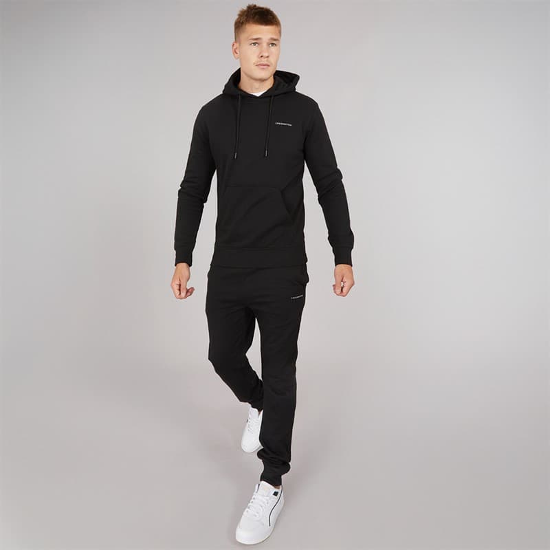 Crosshatch Heren Chelmere Hoodie en Joggingbroek Set Zwart - Afbeelding 4