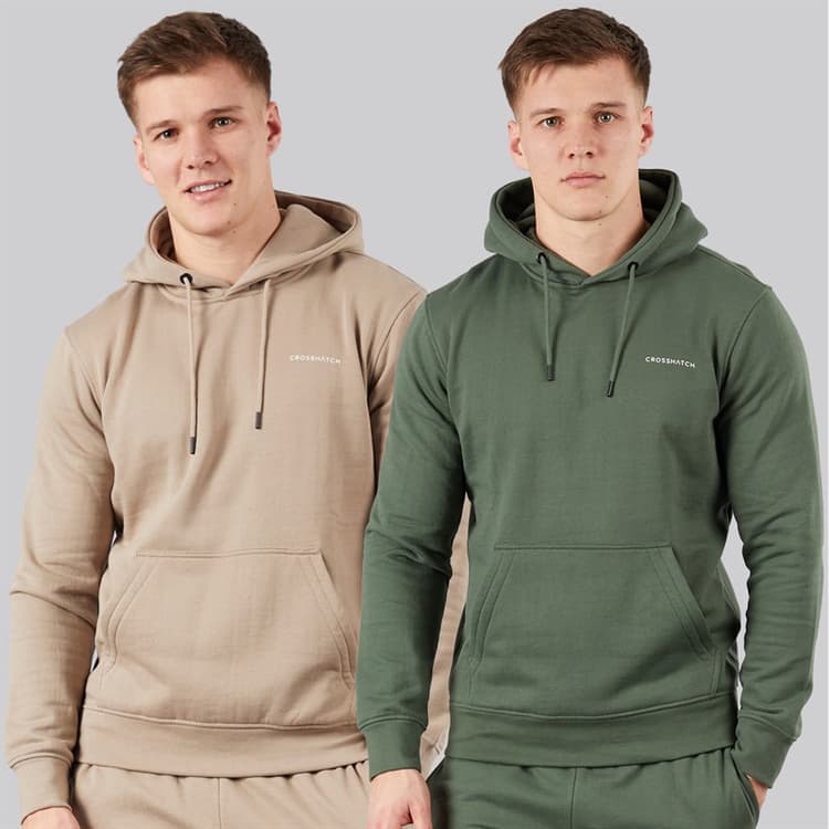 Crosshatch Heren Traymax Hoodie Kaki