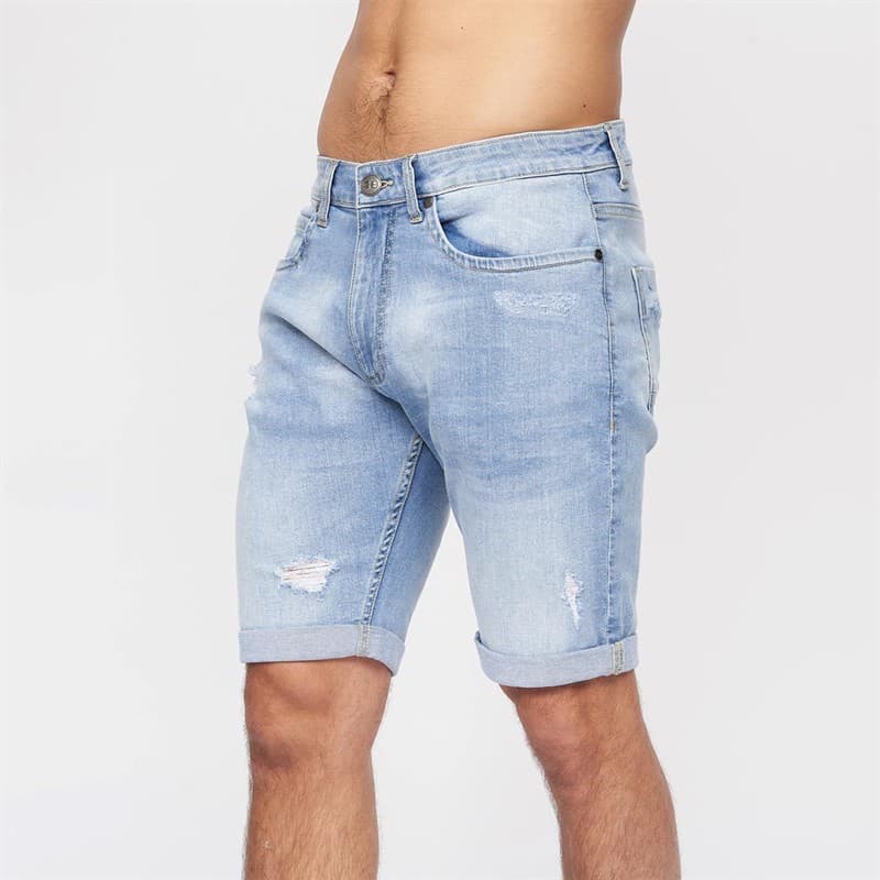 Crosshatch Herenshorts RipTrey met krasdetail Denim Lichtgewassen - Afbeelding 1