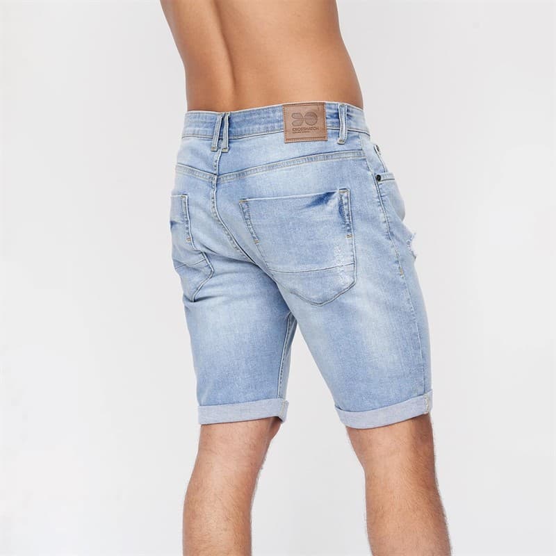Crosshatch Herenshorts RipTrey met krasdetail Denim Lichtgewassen - Afbeelding 2