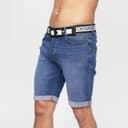 Crosshatch Herenshorts van denim in mid-wash