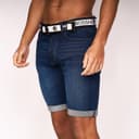 Crosshatch Herenshort van denim donker gewassen