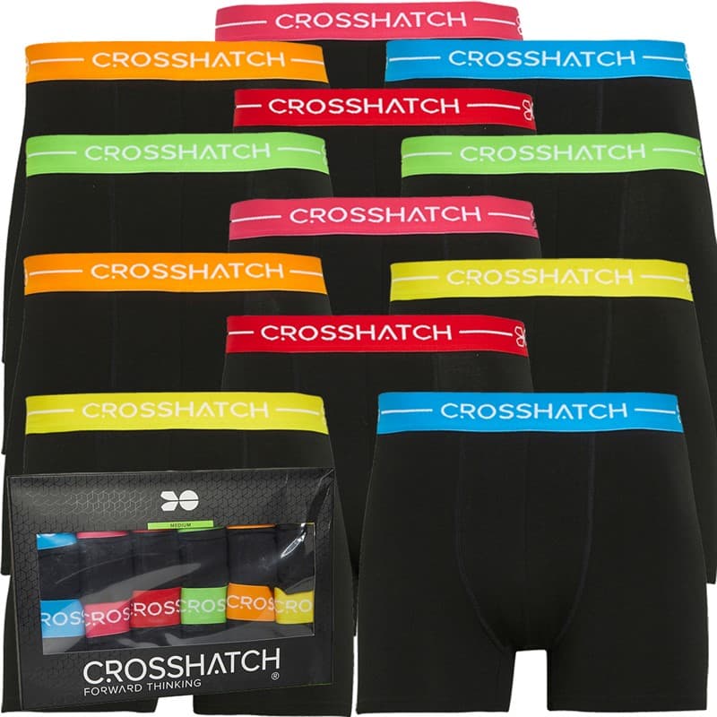 Crosshatch Heren Astral Twaalf Pack Boxers Zwart - Afbeelding 1