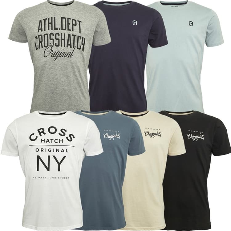 Crosshatch Herenshirts 7-pack Navy/Blauw/Grijs Melange/Wit/Blauw/Zwart/Off White
