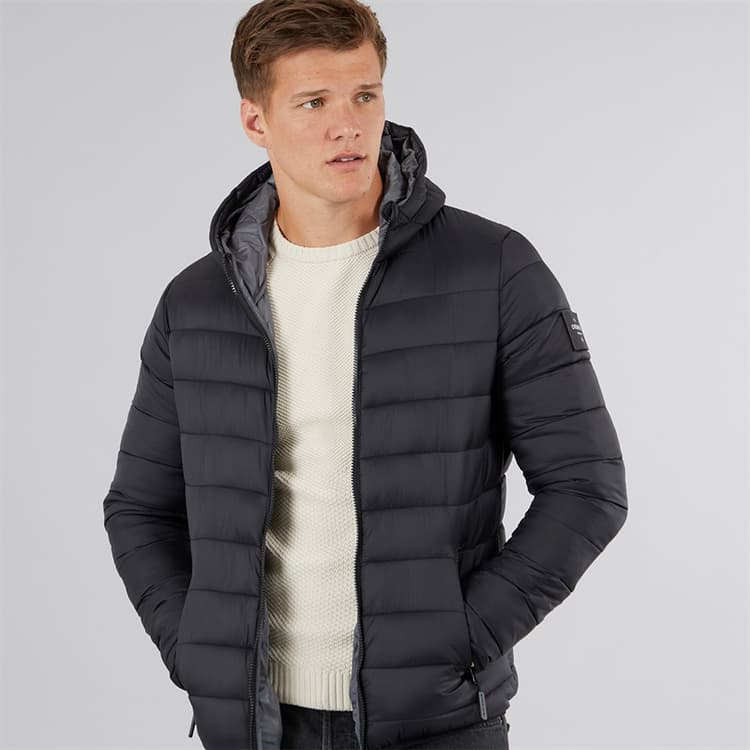 Crosshatch Heren Gewatteerd Puffer Jas Zwart