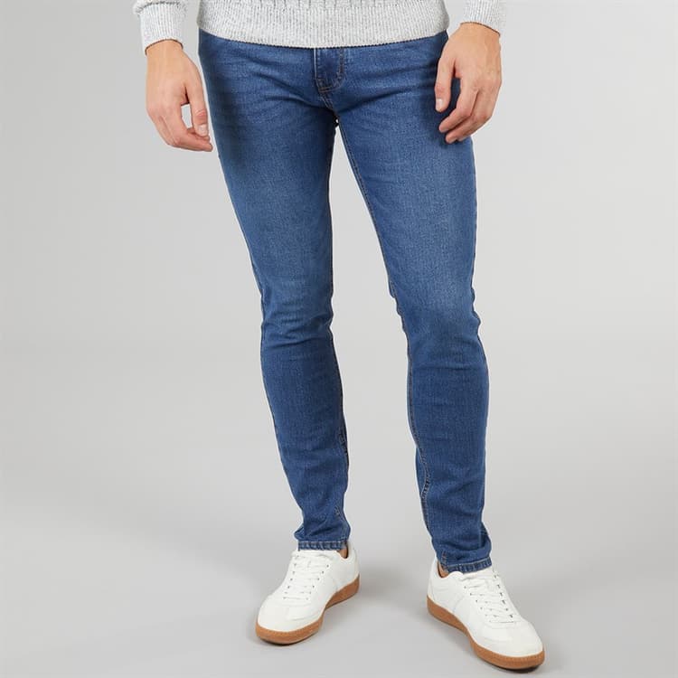 Crosshatch Heren Durtan Slim Fit Jeans Middelblauwe Was
