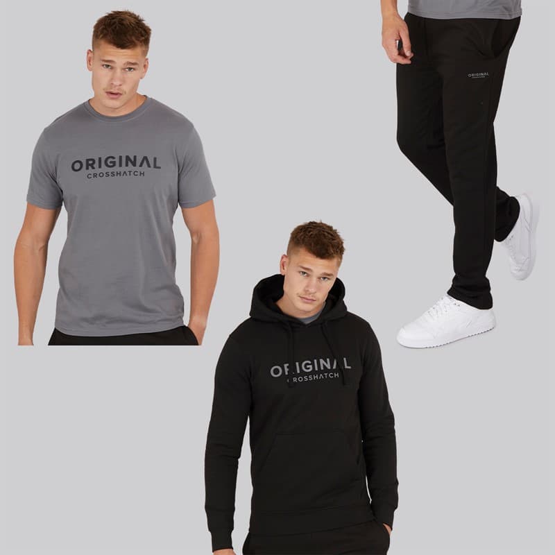 Crosshatch Heren Chemberry Hoodie T-shirt En Joggingbroek Set Met Open Zoom Zwart/Antraciet - Afbeelding 1