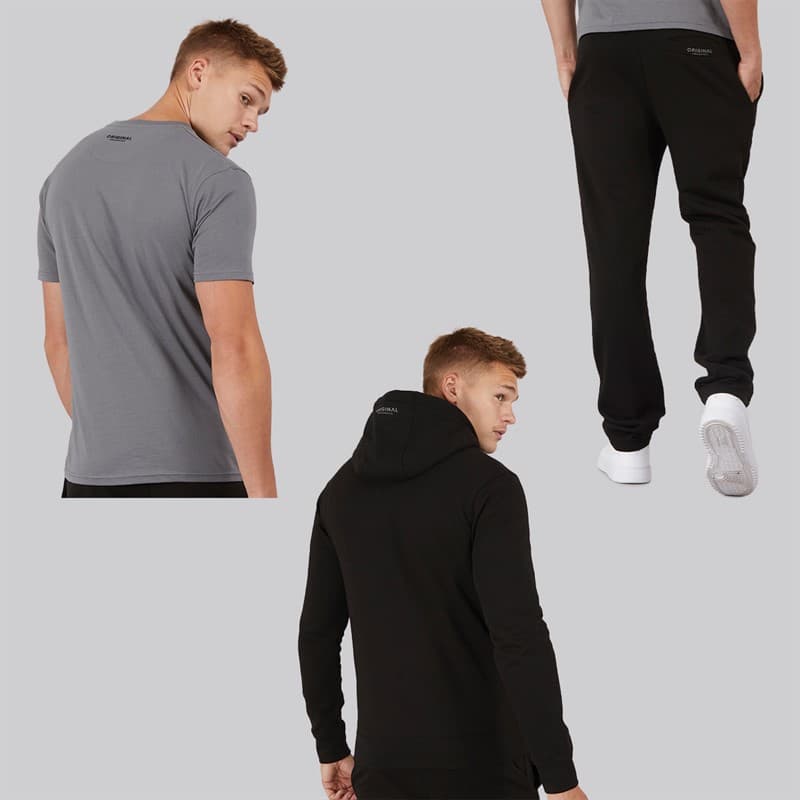 Crosshatch Heren Chemberry Hoodie T-shirt En Joggingbroek Set Met Open Zoom Zwart/Antraciet - Afbeelding 2