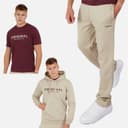 Crosshatch Heren Chemberry Hoodie T-Shirt En Open Zoom Joggingbroek Set Steen / Bordeau