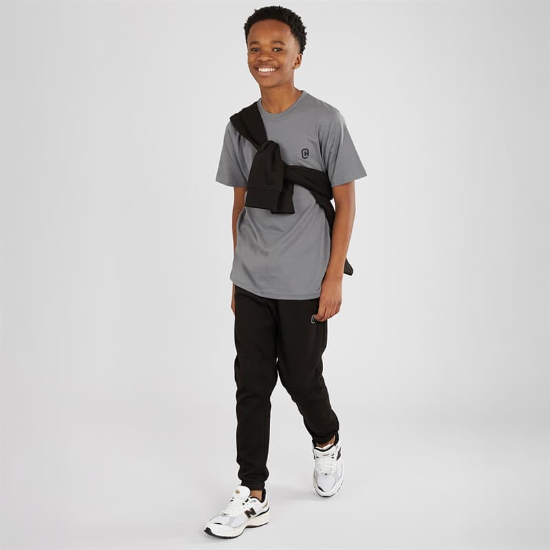 Crosshatch Jongens Driedelig Hoodie T-Shirt En Joggingbroek Set Zwart / Antraciet - Afbeelding 5