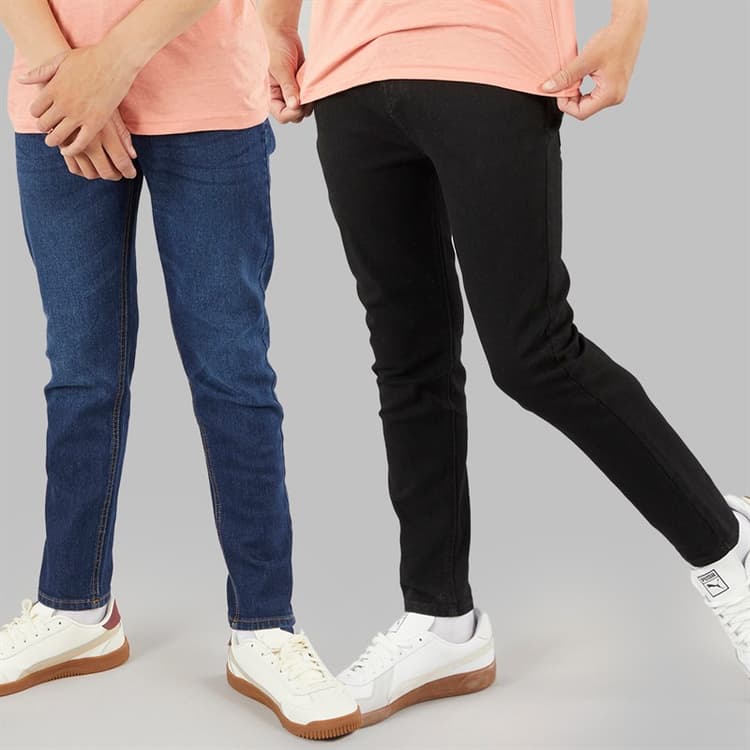 Crosshatch Jongens Dracker Straight Fit Set van 2 Jeans Dark Wash/Zwart