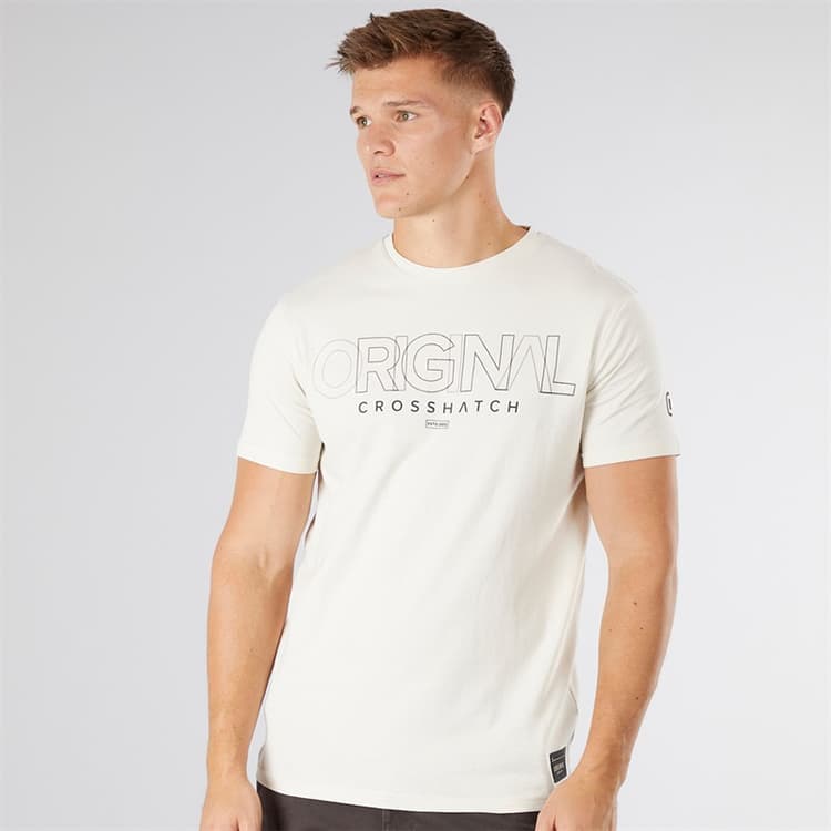 Crosshatch Heren Carrimoore T-Shirt Off White