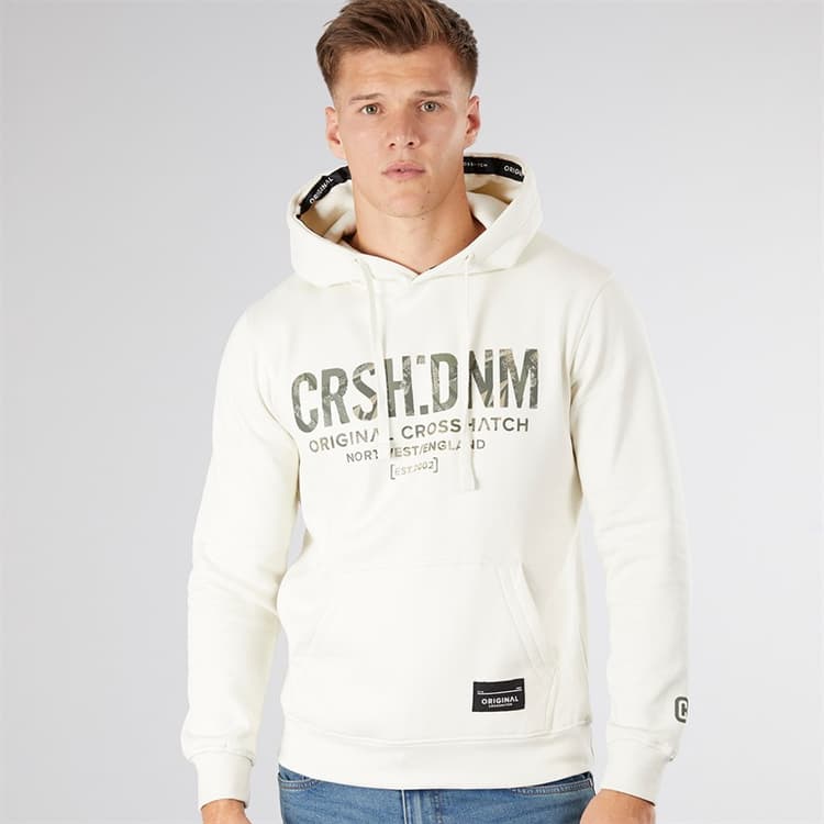 Crosshatch Heren Campbox Hoodie Off White