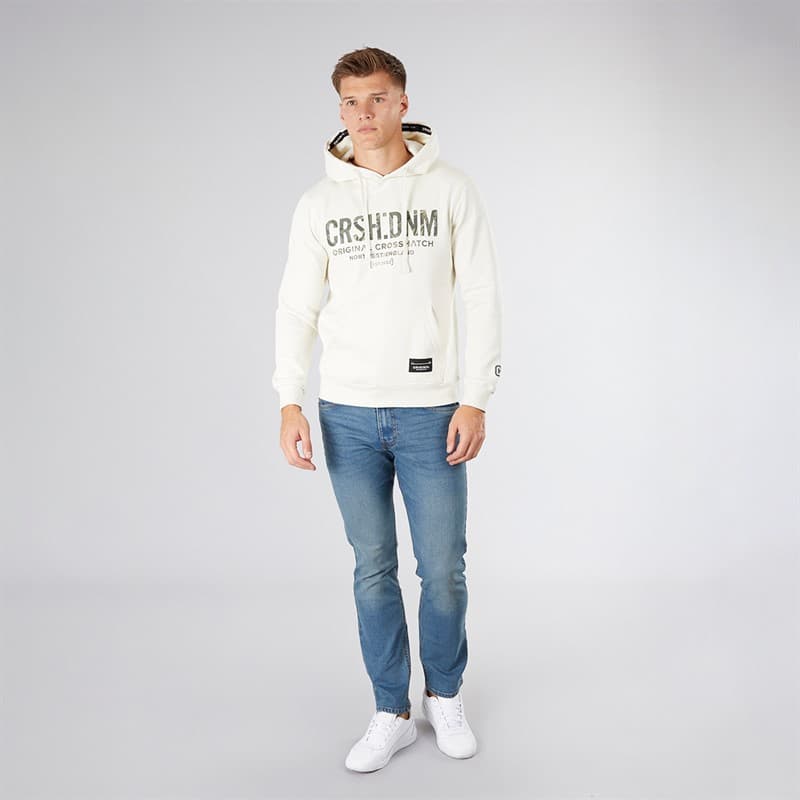 Crosshatch Heren Campbox Hoodie Off White - Afbeelding 3