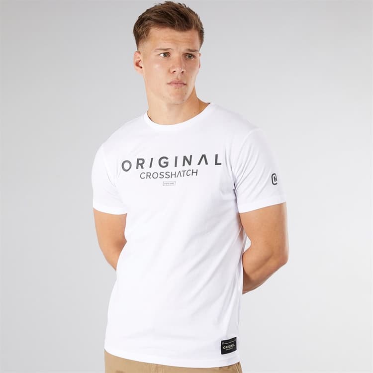 Crosshatch Heren Jamals T-Shirt Gebroken Wit