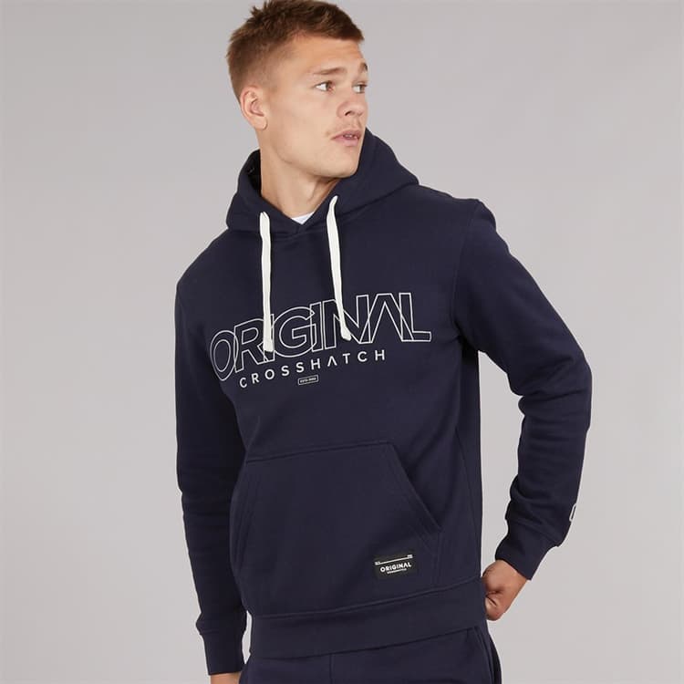 Crosshatch Heren Carrimoore Hoodie Marine
