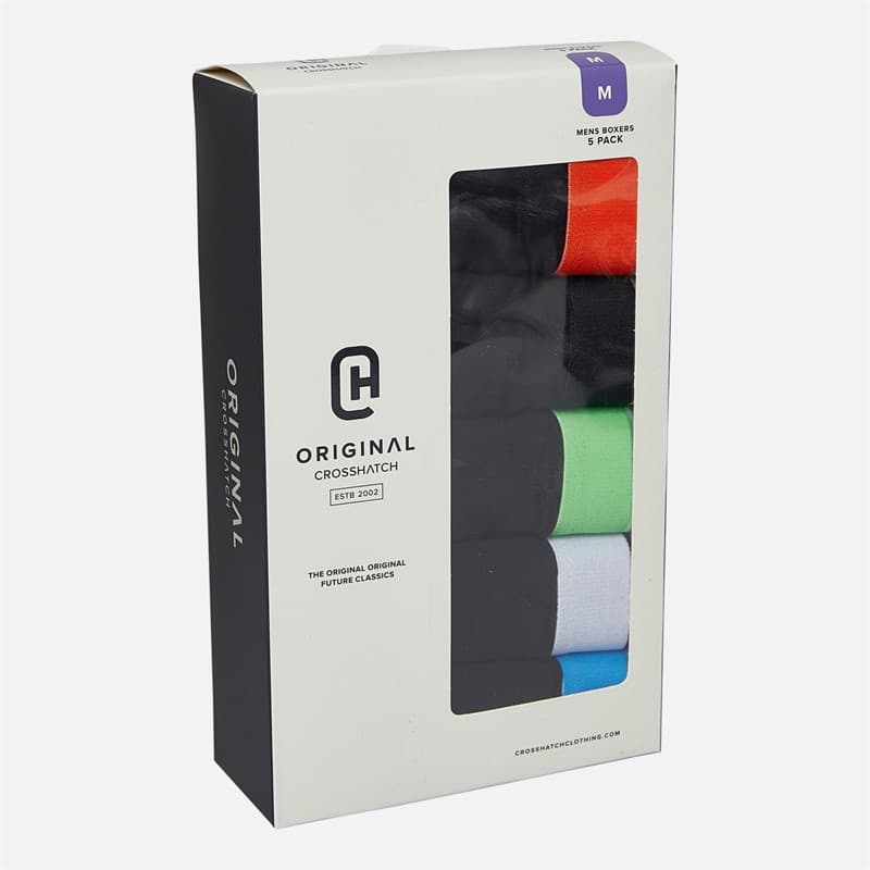 Crosshatch Heren Prismara Vijf Pack Boxers Zwart - Afbeelding 2