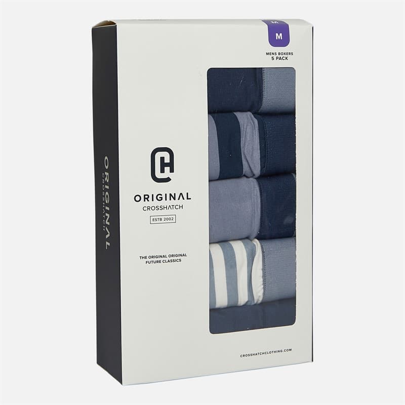 Crosshatch Heren Linatrix vijf pak boxershorts Blauw - Afbeelding 2