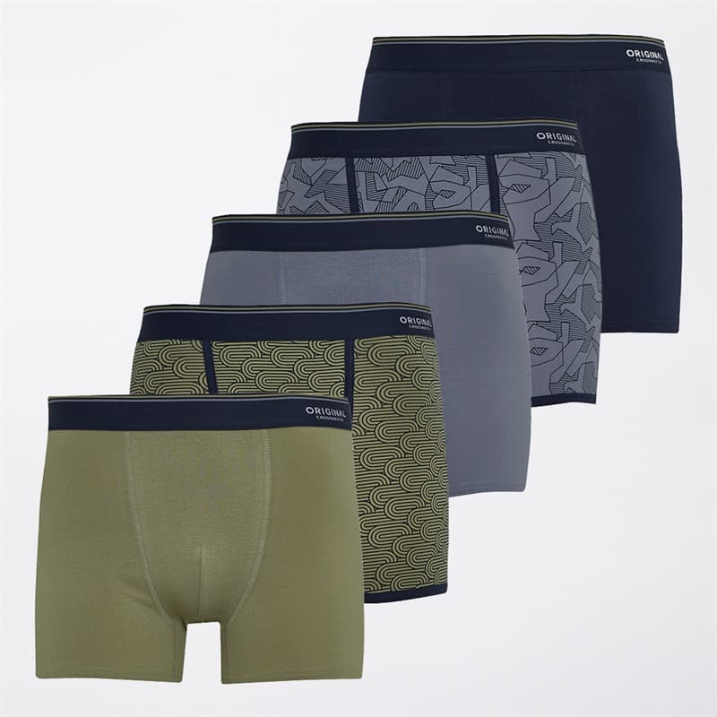 Crosshatch Heren Spherigon Vijf Pak Boxers Groen/Blauw - Afbeelding 1