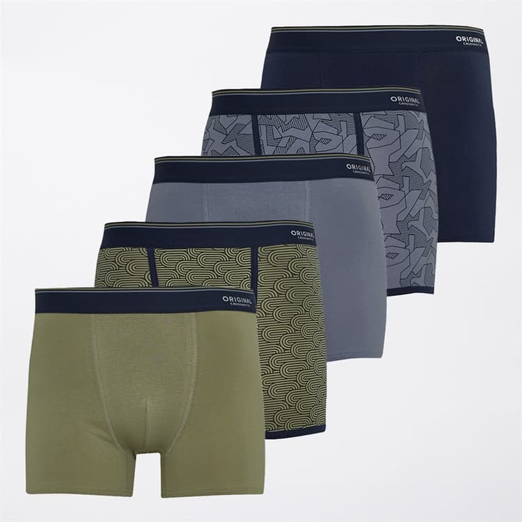 Crosshatch Heren Spherigon Vijf Pak Boxers Groen/Blauw