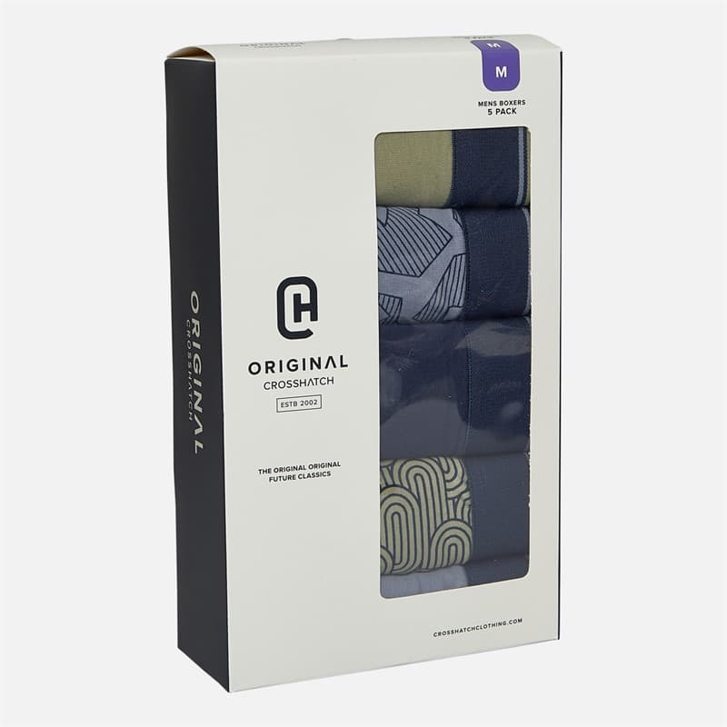 Crosshatch Heren Spherigon Vijf Pak Boxers Groen/Blauw - Afbeelding 2