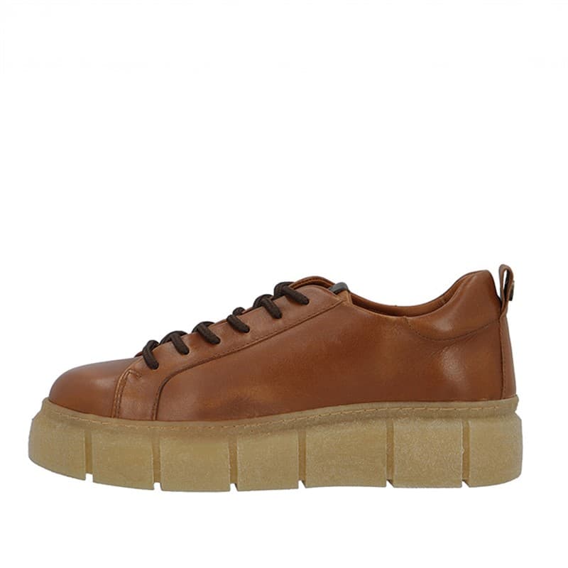 Ca'Shott Dames Casflora Lange Kant Schoenen Leer Cognac - Afbeelding 1