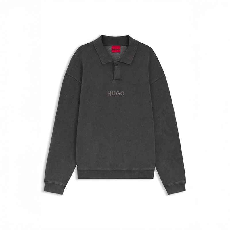 HUGO Heren Delwy Sweater Dark Grey - Afbeelding 1