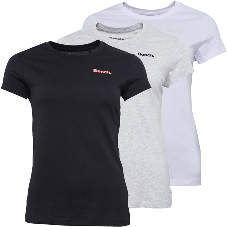 Bench T-shirts Dames Jada Set van 3 zwart/grijs melange/wit