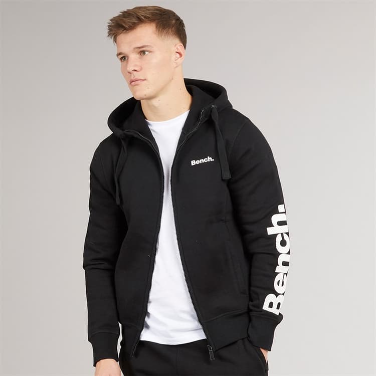 Bench Heren Maslow 22 Zip Through Hoodie Schwarz