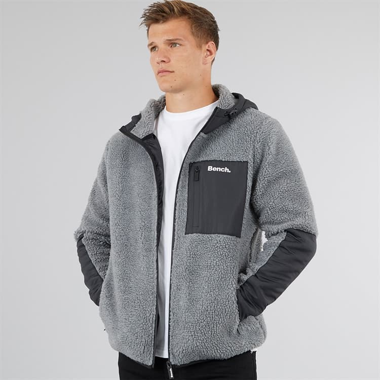 Bench Heren Brecon Zip Through Sherpa Fleece Grijs Melange