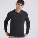 Bench Heren Telles L/S Poloshirt Charcoal Marl