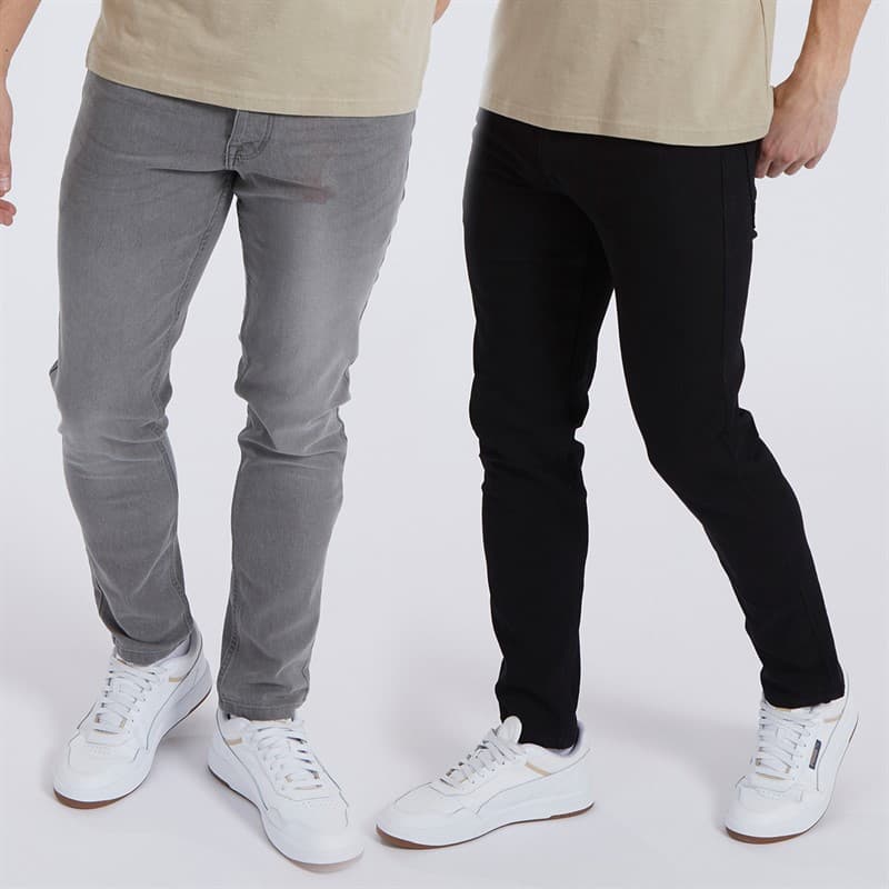 Bench Heren Eddie Set van 2 Slim Fit Jeans Zwart/Middelgrijs - Afbeelding 1